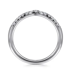 Best Gabriel & Co. Chambery - Curved 14K White Gold French Pave Diamond Wedding Band - 0.25 ct