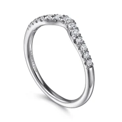 Best Gabriel & Co. Chambery - Curved 14K White Gold French Pave Diamond Wedding Band - 0.25 ct