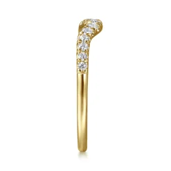 New Gabriel & Co. Chambery - Curved 14K Yellow Gold French Pave Diamond Wedding Band - 0.25 ct