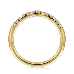 New Gabriel & Co. Chambery - Curved 14K Yellow Gold French Pave Diamond Wedding Band - 0.25 ct