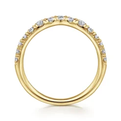 Best Gabriel & Co. Chambery - Curved 14K Yellow Gold French Pave Diamond Wedding Band - 0.5 ct