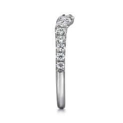 New Gabriel & Co. Chambery - Curved Platinum French Pave Diamond Wedding Band - 0.5 ct