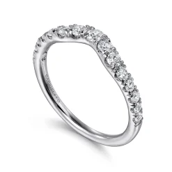 New Gabriel & Co. Chambery - Curved Platinum French Pave Diamond Wedding Band - 0.5 ct