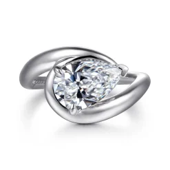Sale Gabriel & Co. Chapelle - 14K White Gold Bypass Pear Shape Diamond Engagement Ring