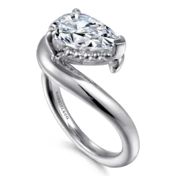 Sale Gabriel & Co. Chapelle - 14K White Gold Bypass Pear Shape Diamond Engagement Ring