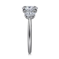 Gabriel & Co. Charisa - 14K White Gold Oval Three Stone Diamond Engagement Ring