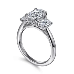 Gabriel & Co. Charisa - 14K White Gold Oval Three Stone Diamond Engagement Ring