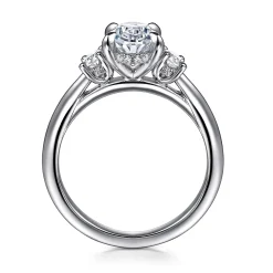 Clearance Gabriel & Co. Charisa - 14K White Gold Oval Three Stone Diamond Engagement Ring