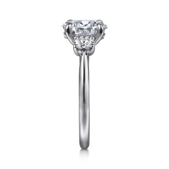 Clearance Gabriel & Co. Charisa - 14K White Gold Oval Three Stone Diamond Engagement Ring
