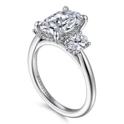 Discount Gabriel & Co. Charisa - 14K White Gold Oval Three Stone Diamond Engagement Ring