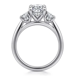 Outlet Gabriel & Co. Charisa - 14K White Gold Three Stone Oval Diamond Engagement Ring