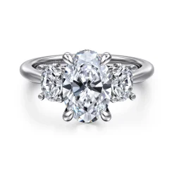 Outlet Gabriel & Co. Charisa - 14K White Gold Three Stone Oval Diamond Engagement Ring