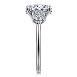 Outlet Gabriel & Co. Charisa - 14K White Gold Three Stone Oval Diamond Engagement Ring