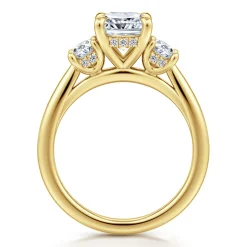 Outlet Gabriel & Co. Charisa - 14K Yellow Gold Cushion Cut Three Stone Diamond Engagement Ring