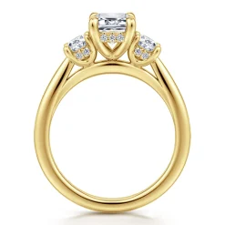 Outlet Gabriel & Co. Charisa - 14K Yellow Gold Emerald Cut Three Stone Diamond Engagement Ring