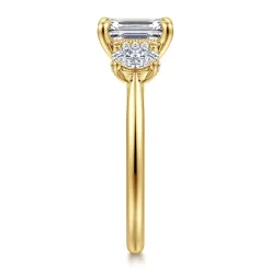 Outlet Gabriel & Co. Charisa - 14K Yellow Gold Emerald Cut Three Stone Diamond Engagement Ring