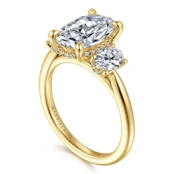 Gabriel & Co. Charisa - 14K Yellow Gold Oval Three Stone Diamond Engagement Ring