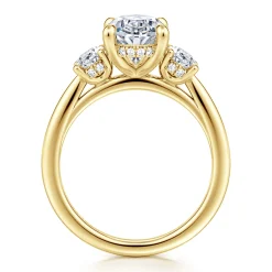 Gabriel & Co. Charisa - 14K Yellow Gold Oval Three Stone Diamond Engagement Ring