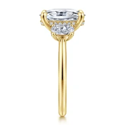 Gabriel & Co. Charisa - 14K Yellow Gold Oval Three Stone Diamond Engagement Ring