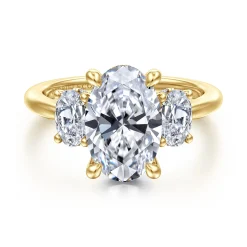 Gabriel & Co. Charisa - 14K Yellow Gold Oval Three Stone Diamond Engagement Ring