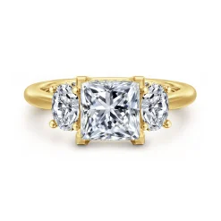 Gabriel & Co. Charisa - 14K Yellow Gold Princess Cut Three Stone Diamond Engagement Ring