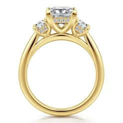 Gabriel & Co. Charisa - 14K Yellow Gold Princess Cut Three Stone Diamond Engagement Ring