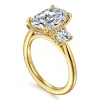 Best Gabriel & Co. Charisa - 14K Yellow Gold Three Stone Oval Diamond Engagement Ring