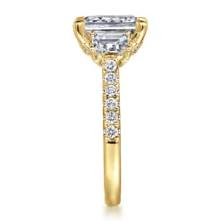 Online Gabriel & Co. Charlene - 14K Yellow Gold Emerald Cut Three Stone Diamond Engagement Ring