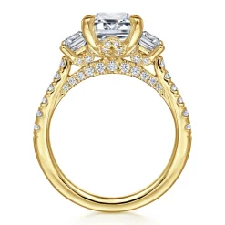 Online Gabriel & Co. Charlene - 14K Yellow Gold Emerald Cut Three Stone Diamond Engagement Ring