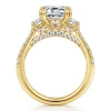 Clearance Gabriel & Co. Charlene - 14K Yellow Gold Emerald Cut Three Stone Diamond Engagement Ring