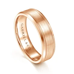 Sale Gabriel & Co. Charles - 14K Rose Gold 6mm - Men's Wedding Band in Satin Finish