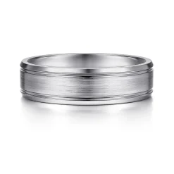 Outlet Gabriel & Co. Charles - 14K White Gold 6mm - Men's Wedding Band in Satin Finish