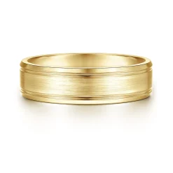 Outlet Gabriel & Co. Charles - 14K Yellow Gold 6mm - Men's Wedding Band in Satin Finish