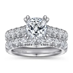 Discount Gabriel & Co. Charleston - 14K White Gold Cushion Cut Diamond Engagement Ring