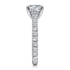 New Gabriel & Co. Charleston - 14K White Gold Round Diamond Engagement Ring