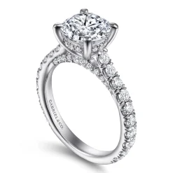 New Gabriel & Co. Charleston - 14K White Gold Round Diamond Engagement Ring