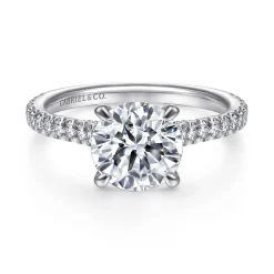 Clearance Gabriel & Co. Charleston - 14K White Gold Round Diamond Engagement Ring
