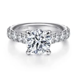 Outlet Gabriel & Co. Charleston - 14K White Gold Round Diamond Engagement Ring