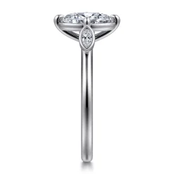 Best Gabriel & Co. Charli - 14K White Gold Bezel Prong Oval Three Stone Diamond Engagement Ring