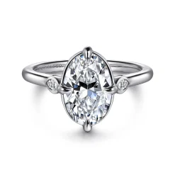 Outlet Gabriel & Co. Charli - 14K White Gold Bezel Prong Oval Three Stone Diamond Engagement Ring