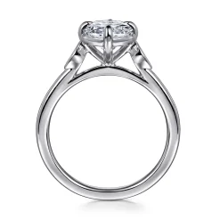 Outlet Gabriel & Co. Charli - 14K White Gold Bezel Prong Oval Three Stone Diamond Engagement Ring