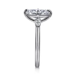 Outlet Gabriel & Co. Charli - 14K White Gold Bezel Prong Oval Three Stone Diamond Engagement Ring