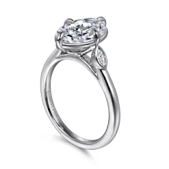 Outlet Gabriel & Co. Charli - 14K White Gold Bezel Prong Oval Three Stone Diamond Engagement Ring
