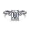 New Gabriel & Co. Charli - 14K White Gold Bezel Prong Emerald Cut Three Stone Diamond Engagement Ring