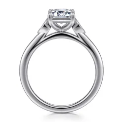 New Gabriel & Co. Charli - 14K White Gold Bezel Prong Emerald Cut Three Stone Diamond Engagement Ring