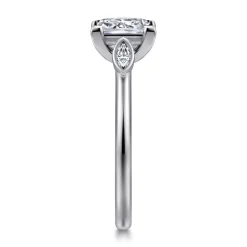 Discount Gabriel & Co. Charli - 14K White Gold Bezel Prong Princess Cut Three Stone Diamond Engagement Ring