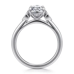 Discount Gabriel & Co. Charli - 14K White Gold Bezel Prong Pear Shape Three Stone Diamond Engagement Ring