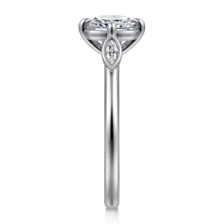 Gabriel & Co. Charli - 14K White Gold Bezel Prong Cushion Cut Three Stone Diamond Engagement Ring