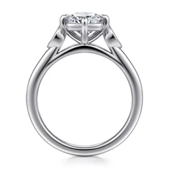 Gabriel & Co. Charli - 14K White Gold Bezel Prong Cushion Cut Three Stone Diamond Engagement Ring
