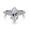 Best Gabriel & Co. Charli - 14K White Gold Bezel Prong Marquise Shape Three Stone Diamond Engagement Ring